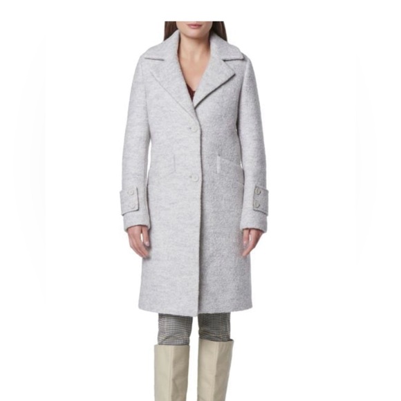 ANDREW MARC Regine Pressed Bouclé Wool Coat M Grey - Picture 2 of 9
